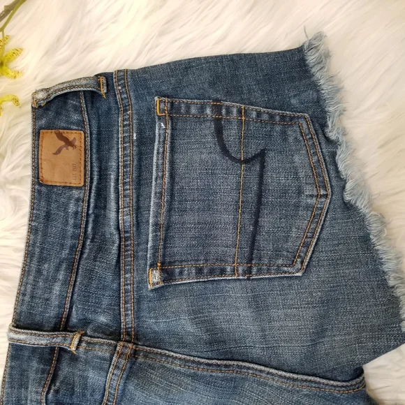 AMERICAN EAGLE Blue Shorts With Flowers Stretch SIZE 4. - Picture 8 of 16